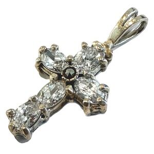 Vintage Sterling Silver and Lab Grown Diamond Cross Pendant
